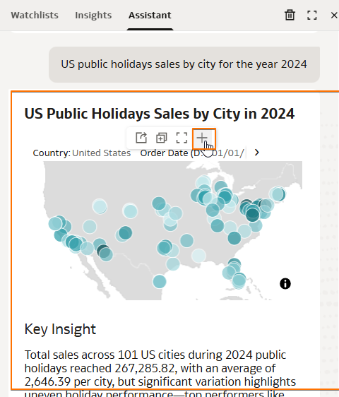 Screenshot: Add to Canvas button on AI-generated visualization
